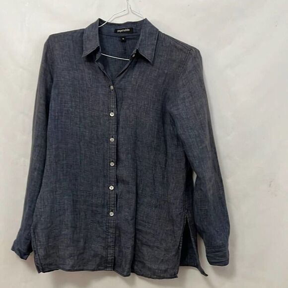 PAPERWHITE 100% LINEN BUTTON DOWN SHIRT SIZE 6 - Picture 3 of 9